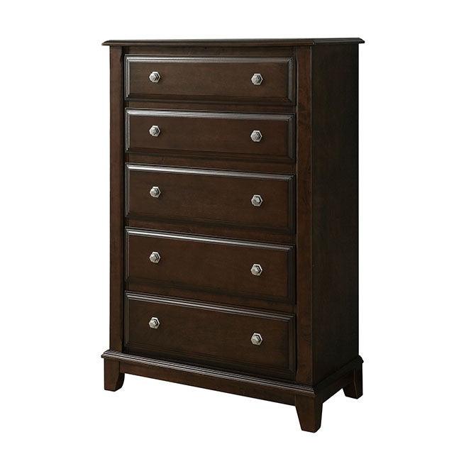 Litchville CM7383C Brown Cherry Transitional Chest By Furniture Of America - sofafair.com