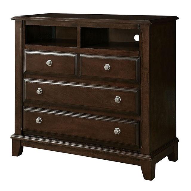 Litchville CM7383TV Brown Cherry Transitional Media Chest By Furniture Of America - sofafair.com