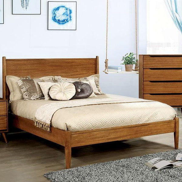 Lennart CM7386A Oak Mid-century Modern Bed By Furniture Of America - sofafair.com