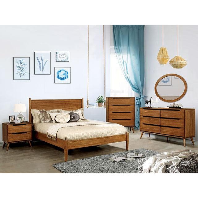 Lennart CM7386A Oak Mid-century Modern Bed By Furniture Of America - sofafair.com