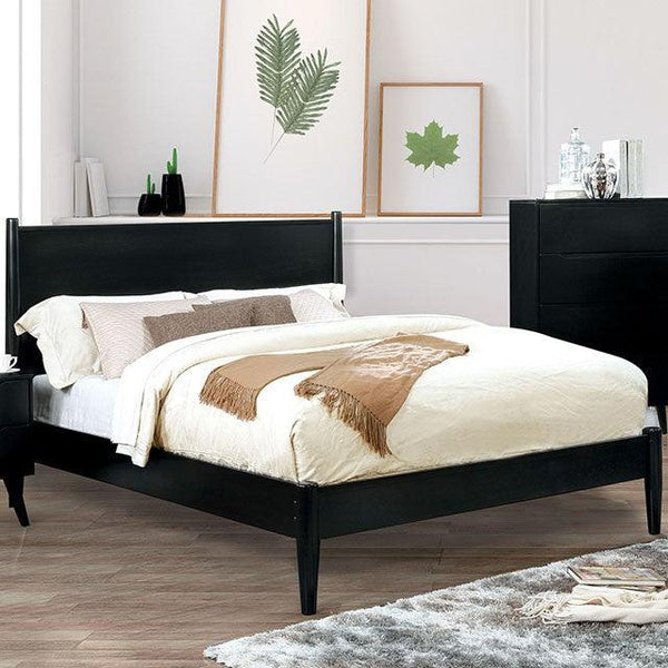 Lennart CM7386BK Black Mid-century Modern Bed By Furniture Of America - sofafair.com