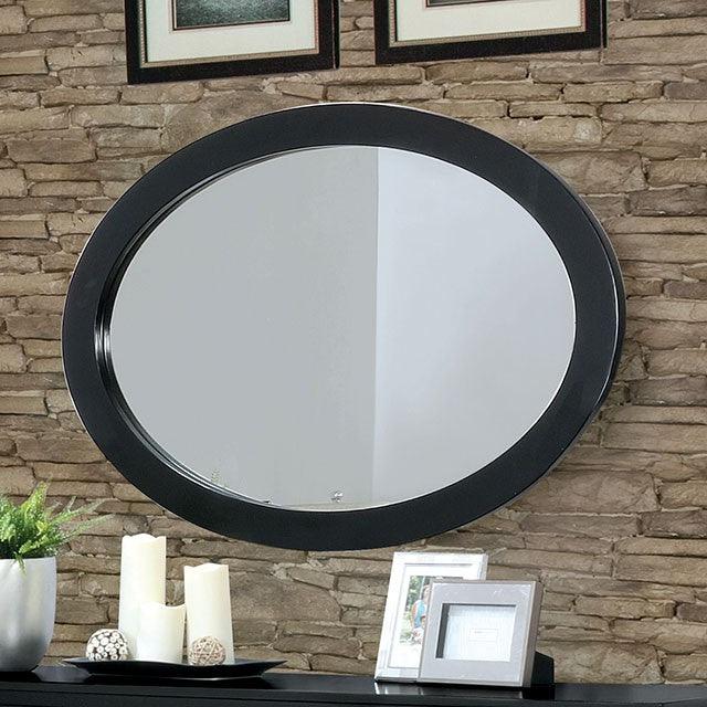 Lennart CM7386BK-MO Black Mid-century Modern Oval Mirror By Furniture Of America - sofafair.com