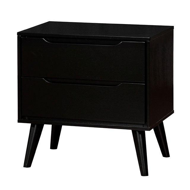 Lennart CM7386BK-N Black Mid-century Modern Night Stand By Furniture Of America - sofafair.com