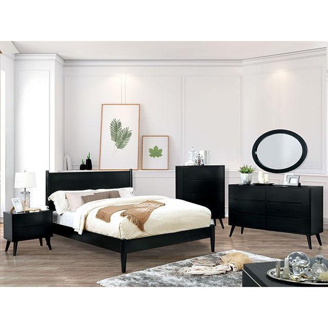 Lennart CM7386BK Black Mid-century Modern Bed By Furniture Of America - sofafair.com