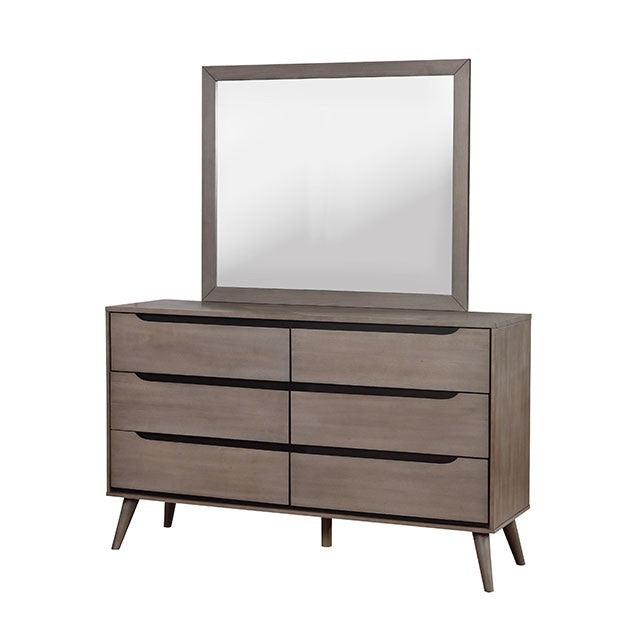 Lennart CM7386GY-M Gray Mid-century Modern Mirror By Furniture Of America - sofafair.com