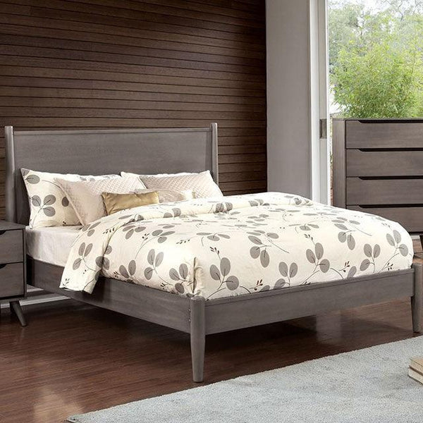 Lennart CM7386GY Gray Mid-century Modern Bed By Furniture Of America - sofafair.com