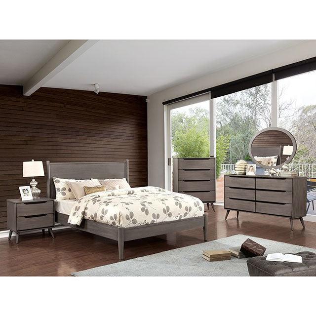 Lennart CM7386GY Gray Mid-century Modern Bed By Furniture Of America - sofafair.com