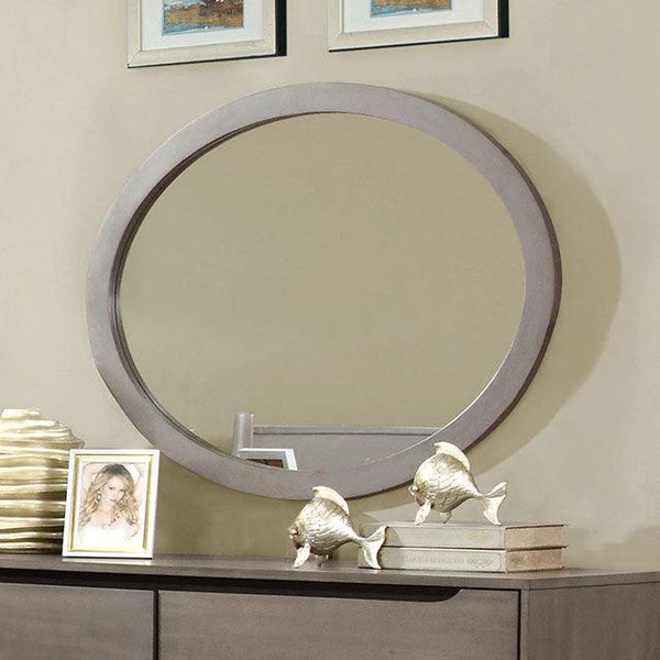 Lennart CM7386GY-MO Gray Mid-century Modern Oval Mirror By Furniture Of America - sofafair.com