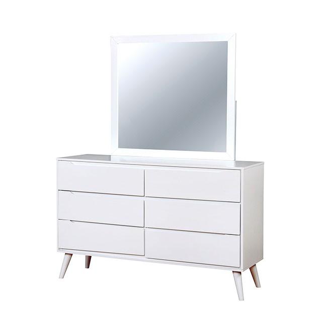 Lennart CM7386WH-M White Mid-century Modern Rectangular Mirror By Furniture Of America - sofafair.com