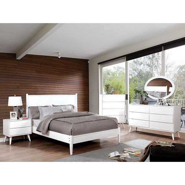 Lennart CM7386WH White Mid-century Modern Bed By Furniture Of America - sofafair.com