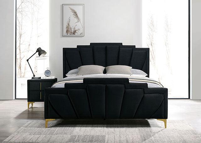Florizel CM7411BK Black/Gold Glam Bed By Furniture Of America - sofafair.com