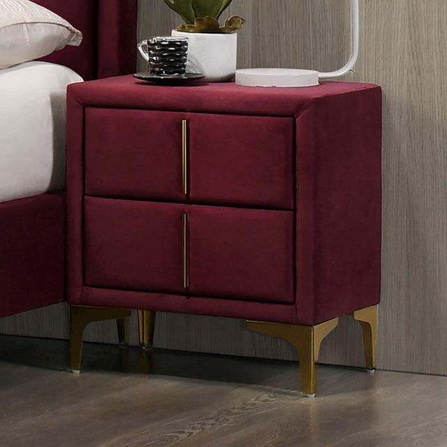 Florizel CM7411RD-N Red/Gold Glam Night Stand By Furniture Of America - sofafair.com