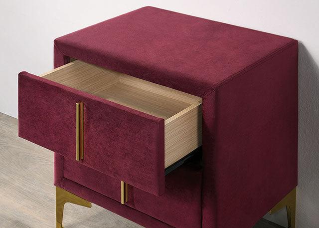 Florizel CM7411RD-N Red/Gold Glam Night Stand By Furniture Of America - sofafair.com