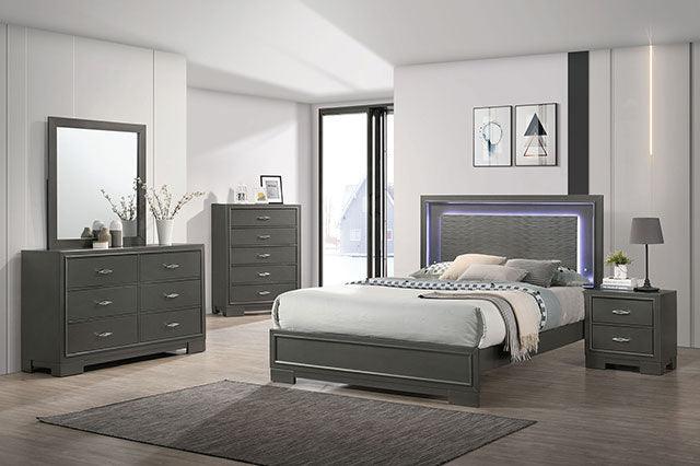 Alison Metallic Gray Contemporary Bed By Furniture Of America - sofafair.com