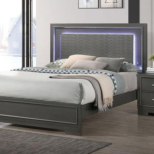 Alison Metallic Gray Contemporary Bed By Furniture Of America - sofafair.com