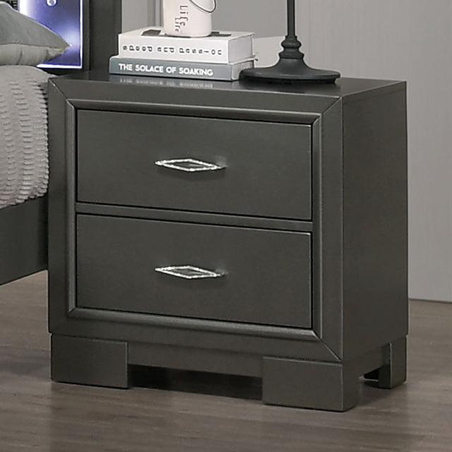 Alison CM7416GY-N Metallic Gray Contemporary Night Stand By Furniture Of America - sofafair.com