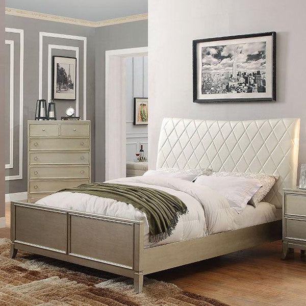 Enid CM7430CK Silver Transitional Bed By Furniture Of America - sofafair.com