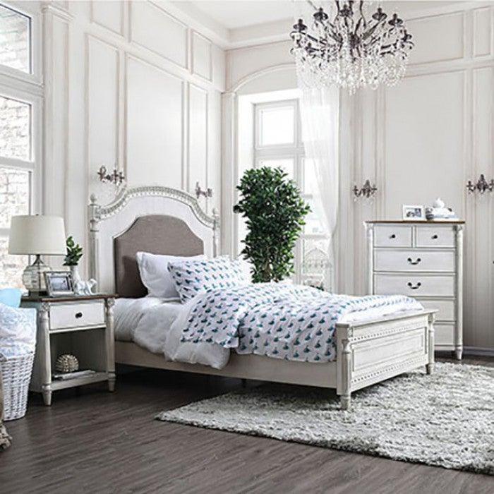 Hesperia CM7441 Antique White Transitional Bed By furniture of america - sofafair.com