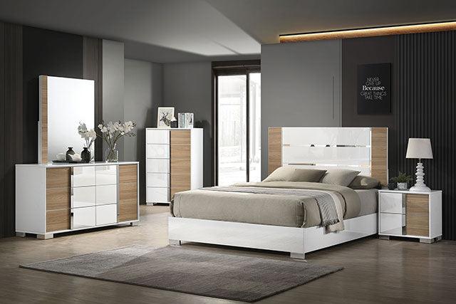 Erlangen CM7462WH White/Natural Contemporary Bed By Furniture Of America - sofafair.com