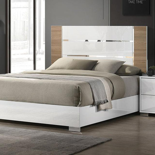 Erlangen CM7462WH White/Natural Contemporary Bed By Furniture Of America - sofafair.com