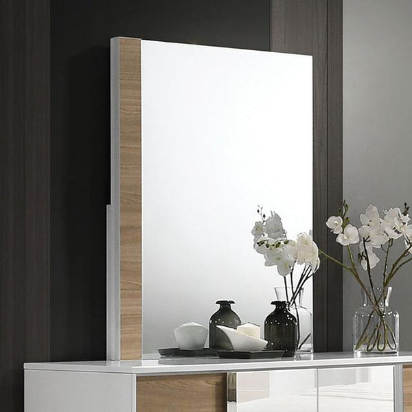 Erlangen CM7462WH-M White/Natural Contemporary Mirror By Furniture Of America - sofafair.com