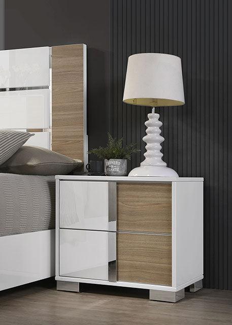 Erlangen CM7462WH-N White/Natural Contemporary Night Stand By Furniture Of America - sofafair.com