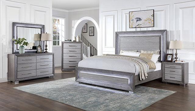 Raiden CM7468GY Gray Transitional Bed By Furniture Of America - sofafair.com