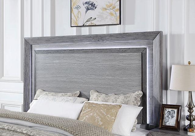 Raiden CM7468GY Gray Transitional Bed By Furniture Of America - sofafair.com