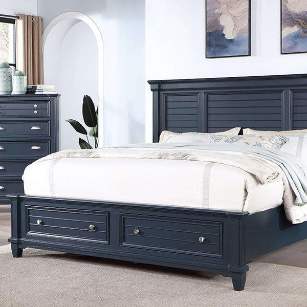 Manzanillo CM7470BL Slate Blue Transitional Bed By Furniture Of America - sofafair.com