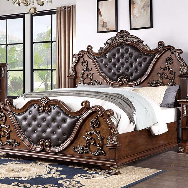 Esparanza CM7478CH Brown Cherry Traditional Bed By Furniture Of America - sofafair.com