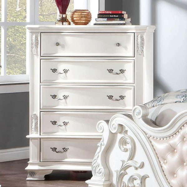 Esparanza CM7478WH-C Pearl White Traditional Chest By Furniture Of America - sofafair.com