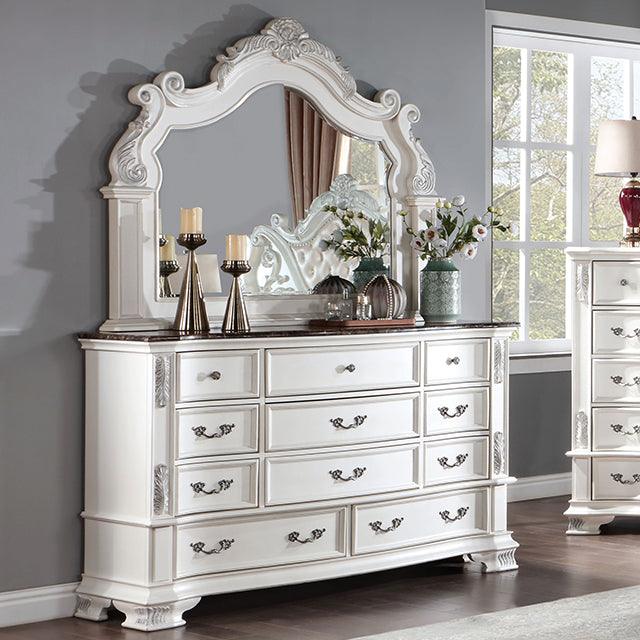 Esparanza CM7478WH-D Pearl White Traditional Dresser By Furniture Of America - sofafair.com