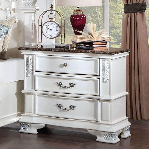 Esparanza CM7478WH-N Pearl White Traditional Night Stand By Furniture Of America - sofafair.com
