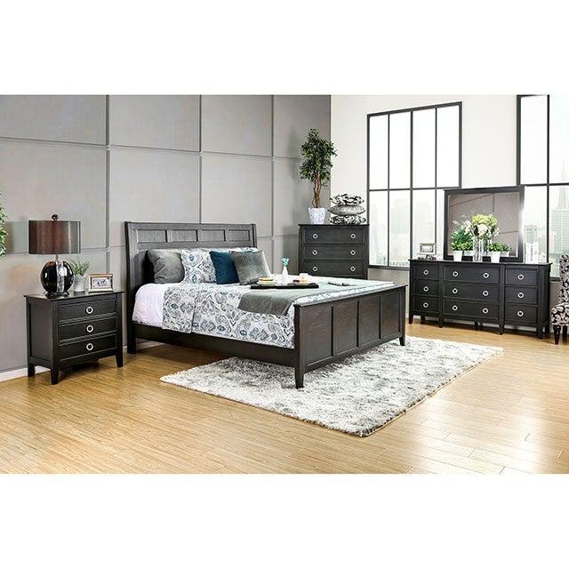 Arabelle CM7481 WireBrushed Black Transitional Bed By furniture of america - sofafair.com