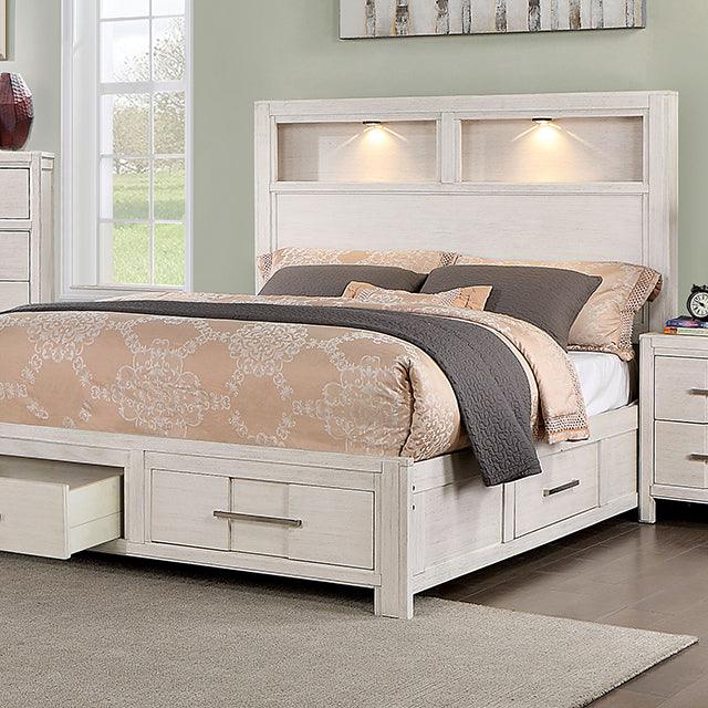 Karla CM7500WH White Transitional Bed By Furniture Of America - sofafair.com