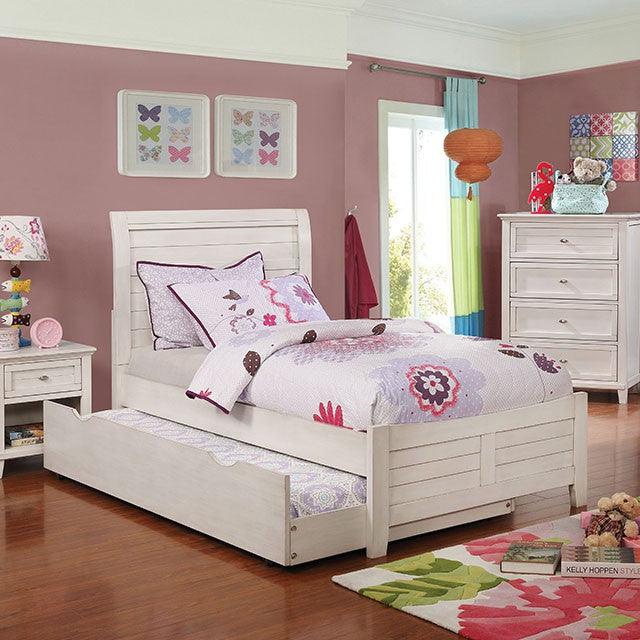 Brogan CM7517WH Antique White Transitional Bed By Furniture Of America - sofafair.com