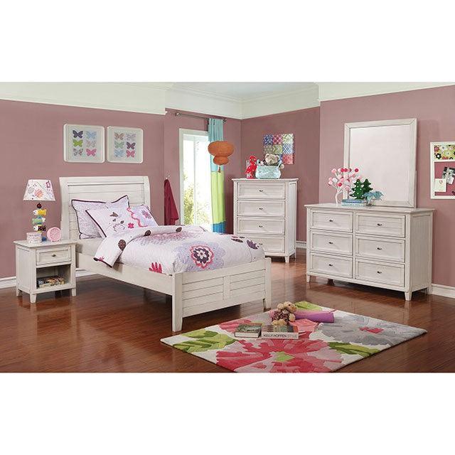 Brogan CM7517WH Antique White Transitional Bed By Furniture Of America - sofafair.com