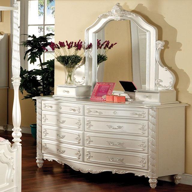 Victoria CM7519M Pearl Off-White Traditional Mirror By Furniture Of America - sofafair.com