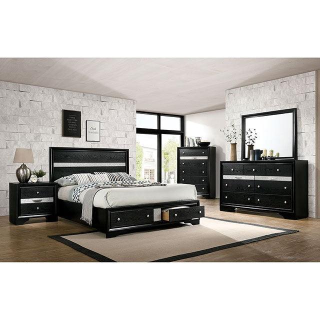 Chrissy CM7552BK Black Contemporary Bed By Furniture Of America - sofafair.com