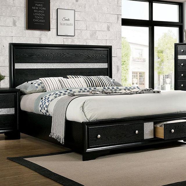 Chrissy CM7552BK Black Contemporary Bed By Furniture Of America - sofafair.com