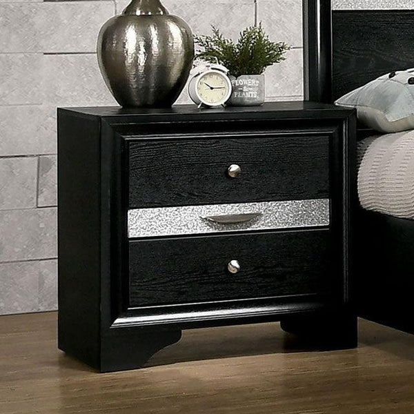 Chrissy CM7552BK-N Black Contemporary Night Stand By Furniture Of America - sofafair.com