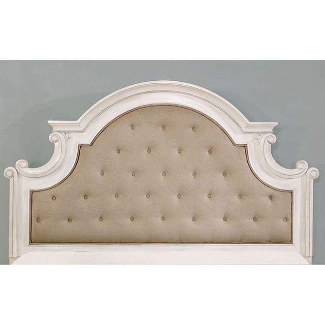 Pembroke CM7561 Antique Whitewash Transitional Bed By Furniture Of America - sofafair.com