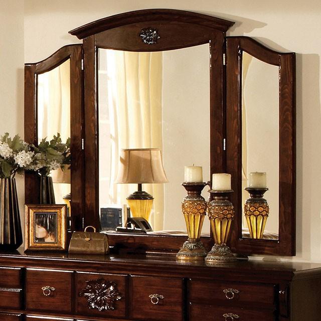 Tuscan CM7571M Dark Pine Traditional Tri-fold Mirror By Furniture Of America - sofafair.com