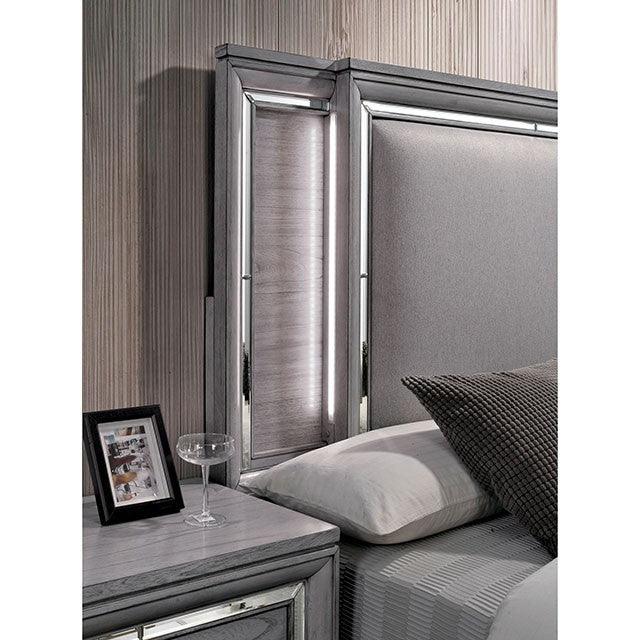 Alanis Light Gray Contemporary Bed By Furniture Of America - sofafair.com