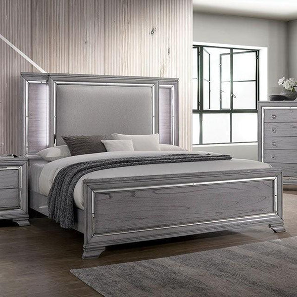 Alanis Light Gray Contemporary Bed By Furniture Of America - sofafair.com