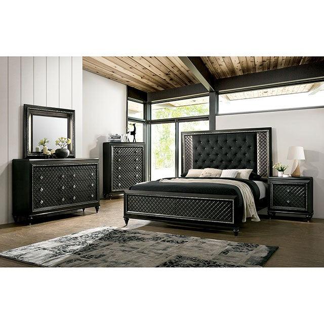 Demetria CM7584 Metallic Gray Contemporary Bed By Furniture Of America - sofafair.com