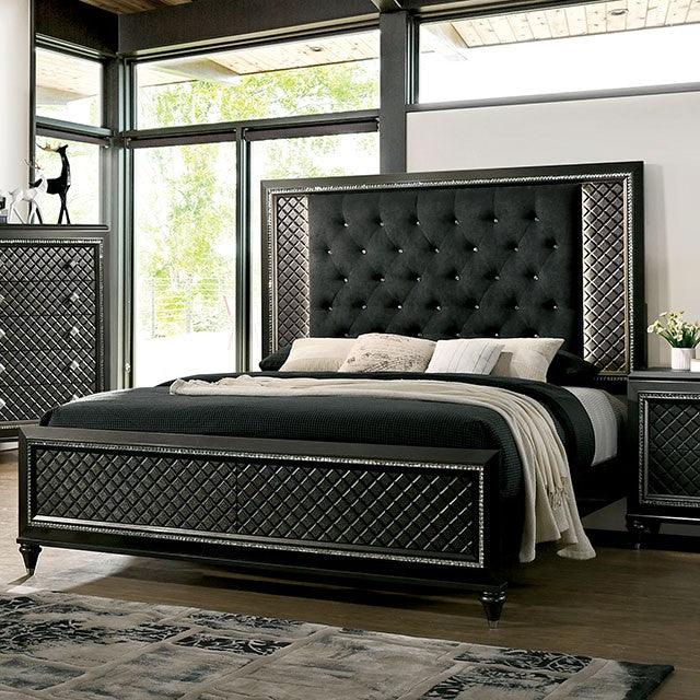 Demetria CM7584 Metallic Gray Contemporary Bed By Furniture Of America - sofafair.com