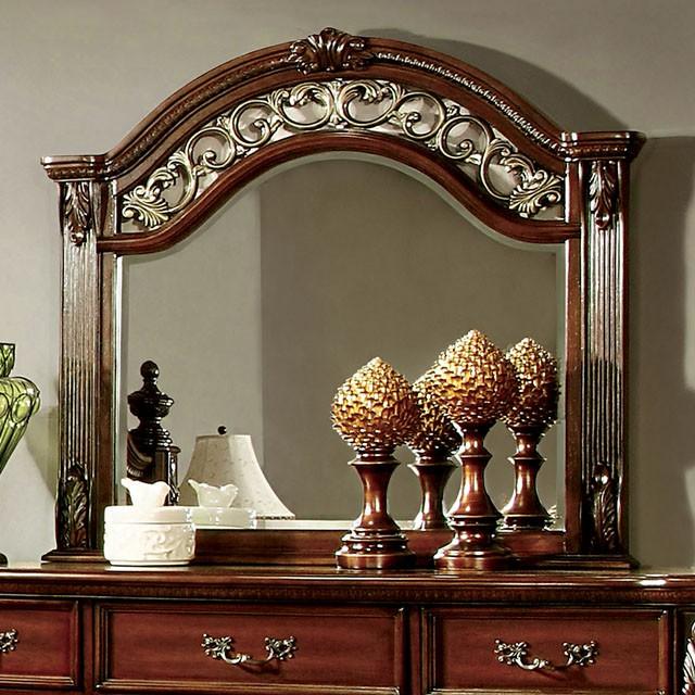 Arthur CM7587M Brown Cherry Traditional Mirror By Furniture Of America - sofafair.com