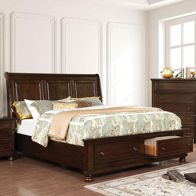 Castor CM7590CH Brown Cherry Transitional Bed By Furniture Of America - sofafair.com