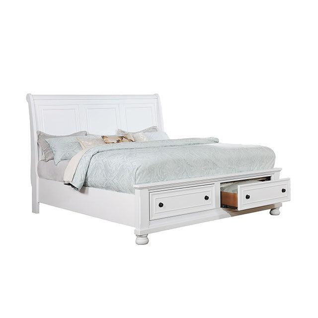 Castor CM7590WH-CK White Transitional Bed By Furniture Of America - sofafair.com